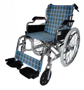 Deluxe Aluminum Wheelchair (Blue checker pattern)