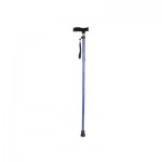 Extendable plastic handled patterned walking stick (Design Blue/Grey Checkered)