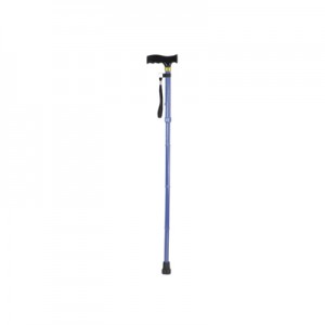 Extendable plastic handled patterned walking stick (Design Blue/Grey Checkered)