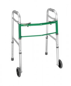 Aluminum two button walker with wheels